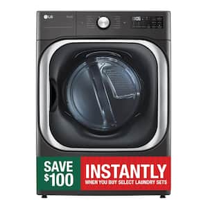 9.0 cu. ft. Vented SMART Stackable Gas Dryer in Black Steel with TurboSteam and Sensor Dry Technology