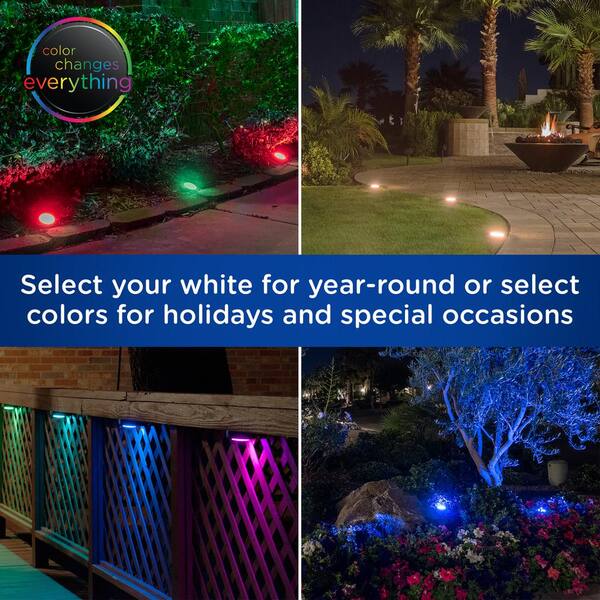 Enbrighten WiFi Bundle - Seasons Color-Changing LED Landscape Lights (9  Lights, 80ft. Black Cord) and Enbrighten Outdoor Plug-in 2-Outlet WiFi Smart  Switch