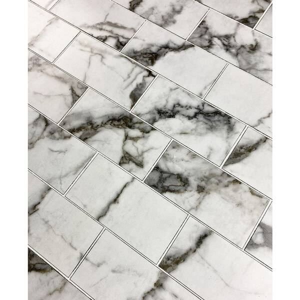 Abolos Nature 112-Pack Bianco Carrara White/Matte 3-in x 6-in Matte Glass Marble Look Wall Tile