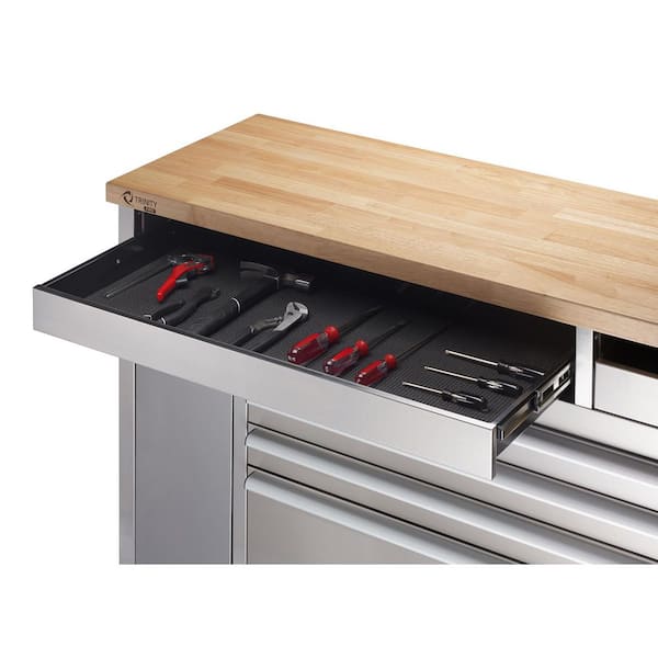 TRINITY PRO 66 in. W x 19 in. D 9-Drawer Stainless Steel Mobile