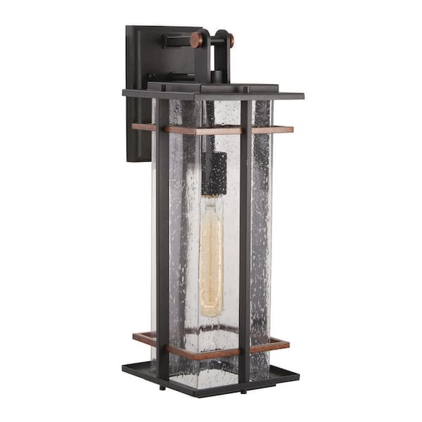The Great Outdoors San Marcos 1-Light Sand Coal and Antique Copper Outdoor 18.25 in. Wall Lantern