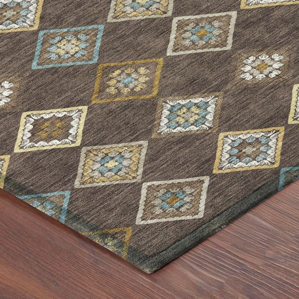 Chantille Machine Washable Indoor/Outdoor Abstract ACN2624 Chocolate 2 ft. x 3 ft. Accent Rug