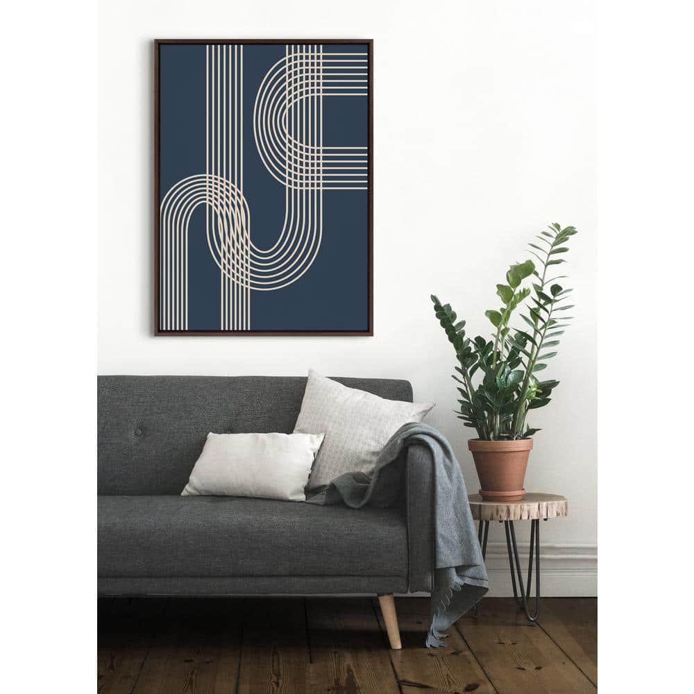 Sylvie 40.69" Blue and Beige Abstract Canvas Art Print
