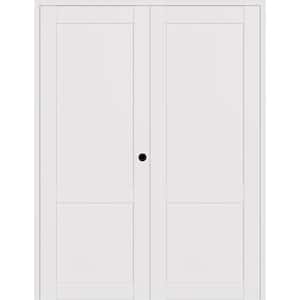 2-Panel Shaker 72 in. x 84 in. Left Active Snow-White Wood Composite Solid Core Double Prehung Interior Door