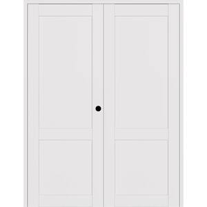 2-Panel Shaker 36 in. x 80 in. Left Active Snow-White Wood Composite Solid Core Double Prehung Interior Door