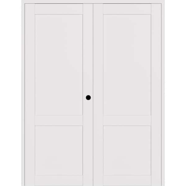 Belldinni 2-Panel Shaker 48 in. x 84 in. Left Active Snow-White Wood Composite Solid Core Double Prehung Interior Door