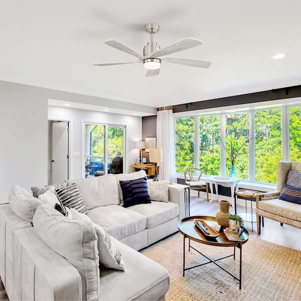 Byteany 52 in. Smart Indoor Nickel Ceiling Fan with Light