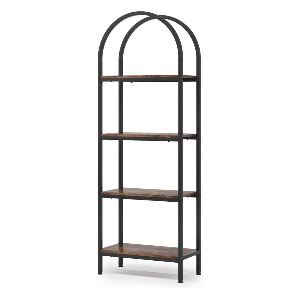 Tribesigns Earlimart 70.8 in. Rustic Wood Bookshelf 4-Tier Etagere Bookcase  and Bookshelf Modem Industrial Ladder Shelf Display CT-J0031 - The Home