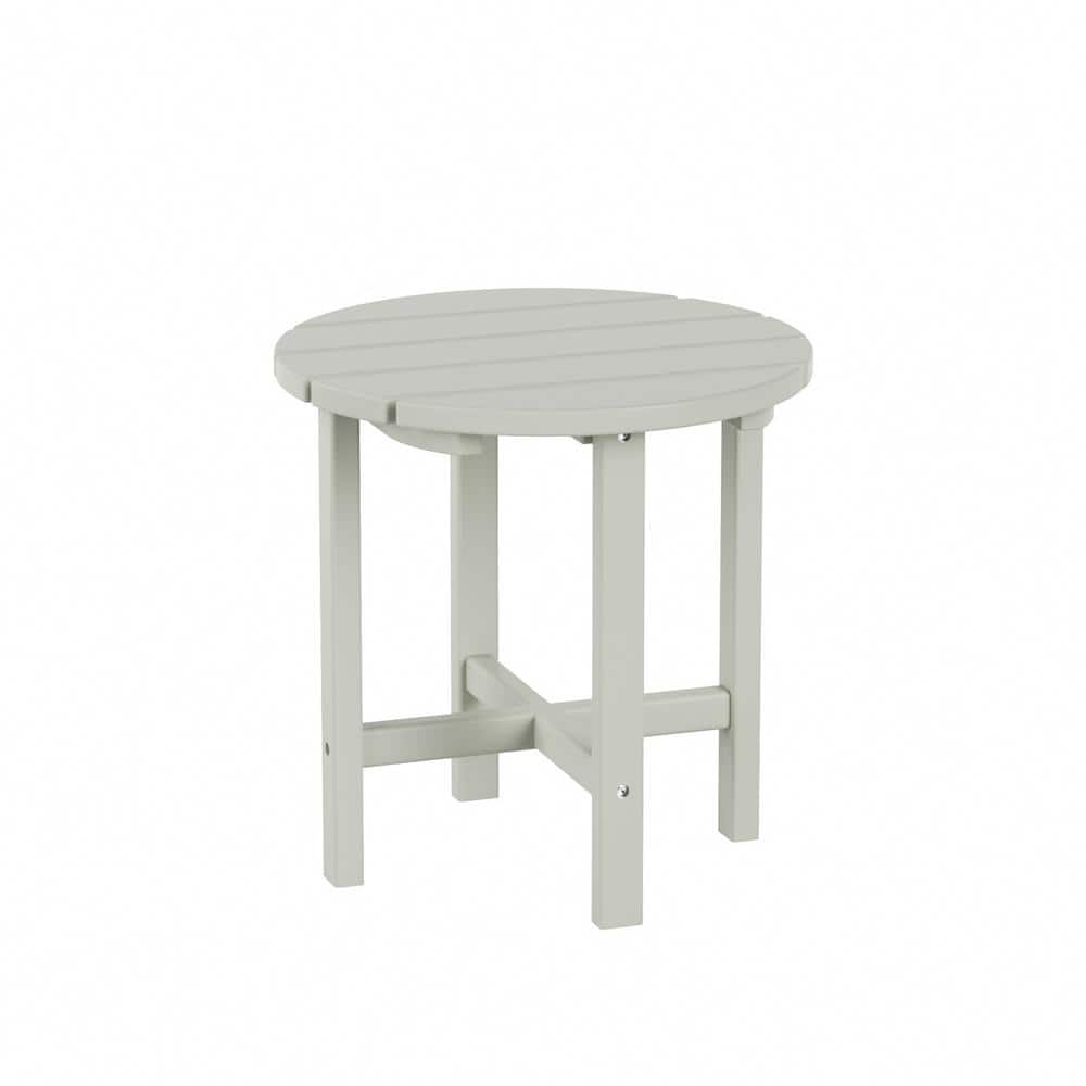 Beige 18" Round Polywood Outdoor Side Table
