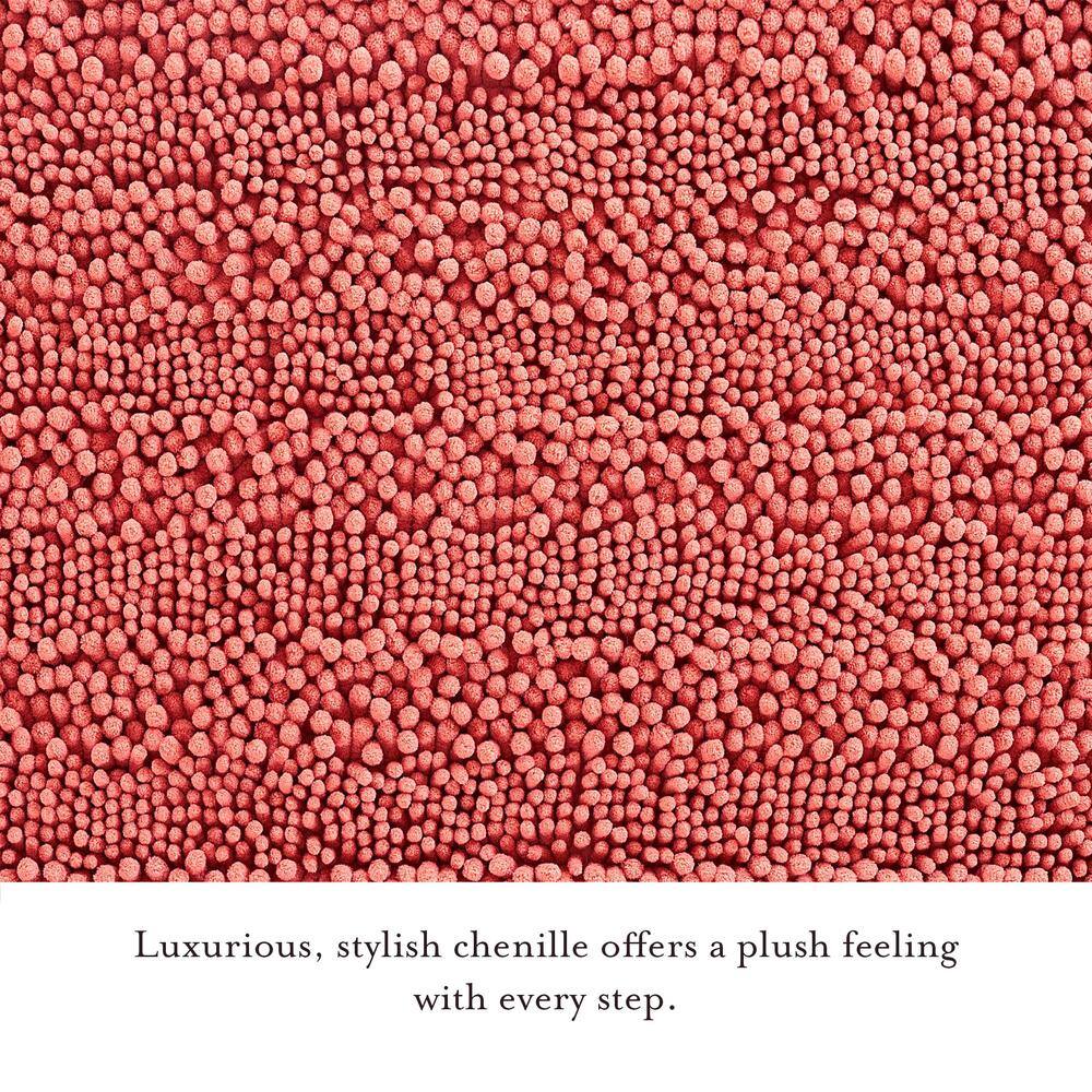 Coral Chenille Non-Slip Polyester Bath Mat Set