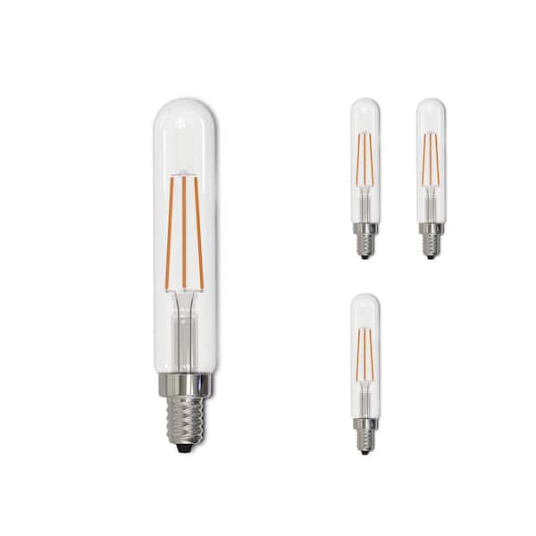Bulbrite 40-Watt Equivalent Warm White Light T8 (E12) Candelabra Screw Base Dimmable Clear LED Light Bulb (4 Pack)