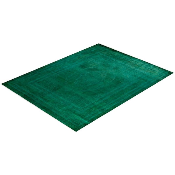 Fine Vibrance Green 8 ft. x 10 ft. Solid Wool Indoor Area Rug