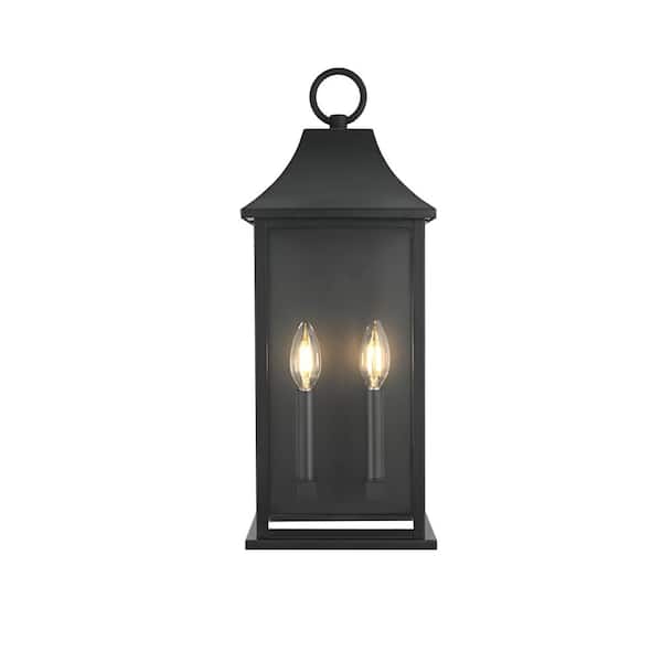 20.5 in. Black Outdoor Hardwired Wall Sconce with No Bulbs Included