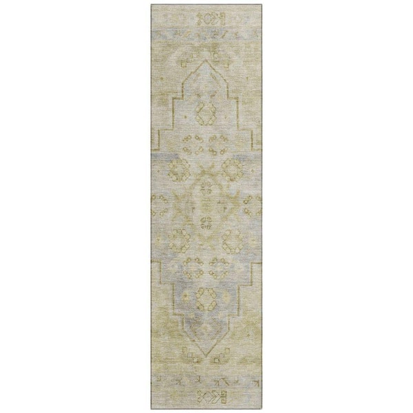 Chantille Machine Washable Indoor/Outdoor Abstract ACN1918 Gold 2 ft. 3 in. x 7 ft. 6 in. Runner Rug