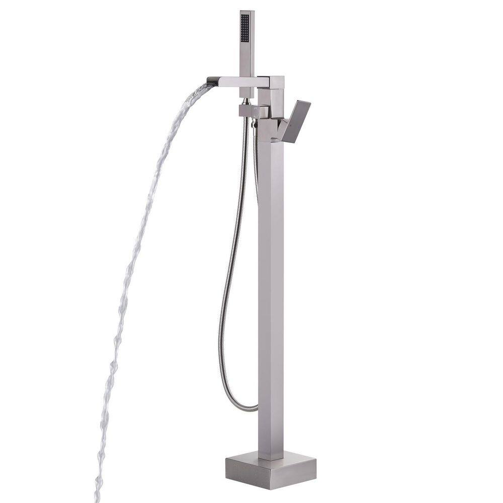 Single-Handle Claw Foot Freestanding Floor Mount Tub Faucet with Handshower in Brushed Nickel price history on PriceWatchPro