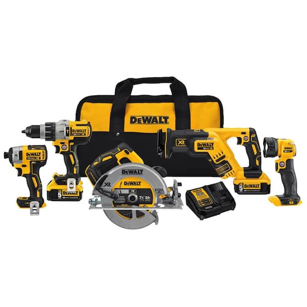DEWALT 20V MAX Lithium-Ion Cordless Tool Combo Kit with (2) Batteries  5.0Ah and Charger DCK594P2 The Home Depot