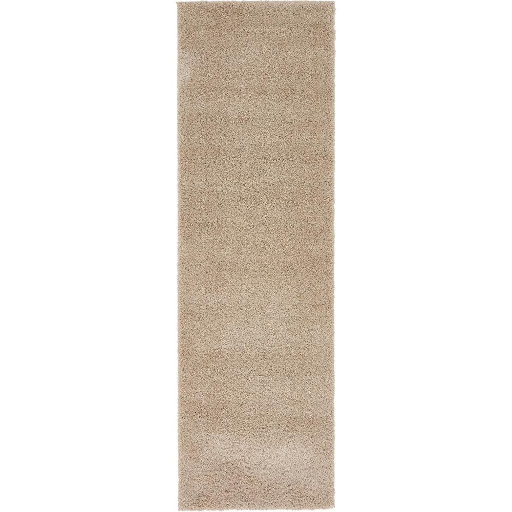 Unique Loom Studio Solid Shag Taupe 2' 0 x 6' 7 Runner Rug 3132686 - The  Home Depot