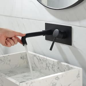 ABAD Double-Hole Single-Handle Bathroom Wall Mount Faucet in Matte Black (Deck plate Included)