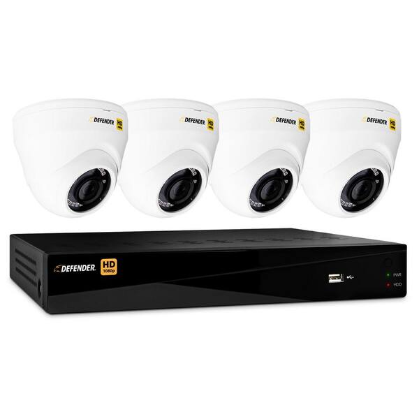 Defender 8-Channel HD 1080p 1TB DVR Security Surveillance System and 4 Dome Cameras with Mobile Viewing