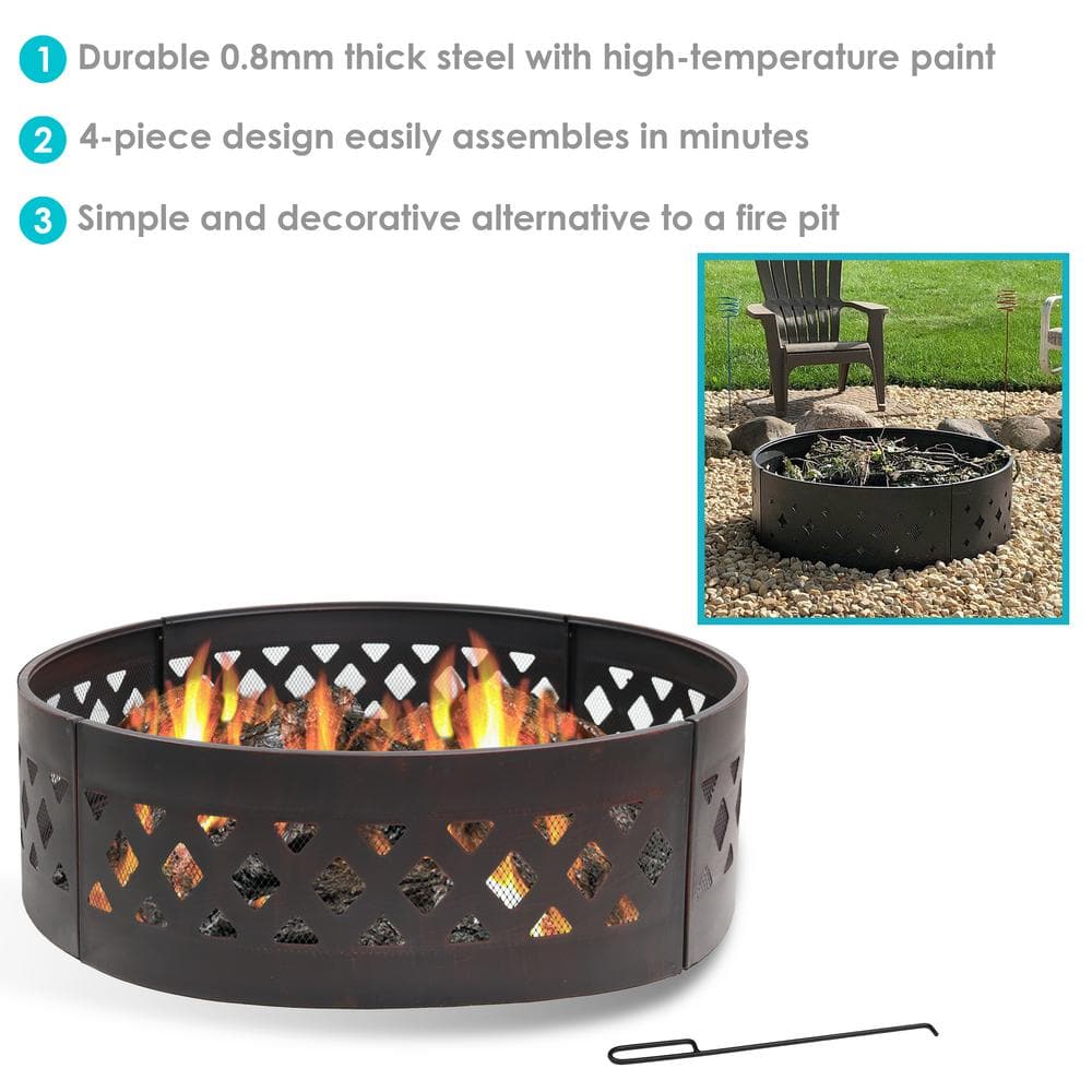 36" Bronze Crossweave Steel Wood Burning Fire Pit Ring