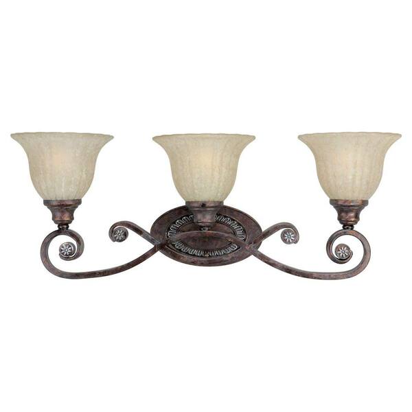 Forte Lighting 3-Light Rustic Spice Bath Vanity Light with Mica Flake Glass Shade