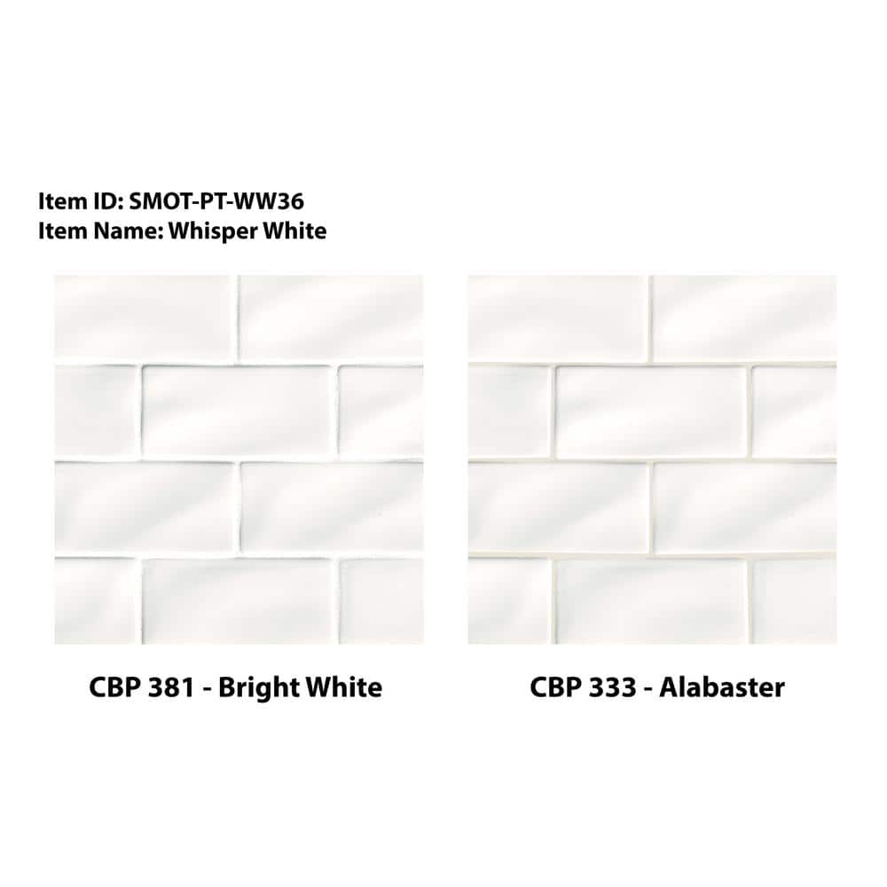 Whisper White Glossy 3x6 Ceramic Subway Tile