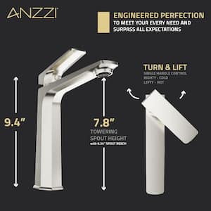 Single-Handle Single-Hole Bathroom Vessel Sink Faucet with Pop-Up Drain in Brushed Nickel
