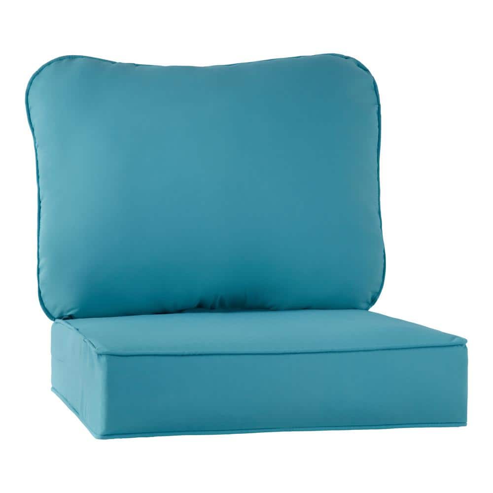 24 in. x 24 in. 2-Piece Outdoor Deep Seat Lounge Chair Cushion in Teal price history on PriceWatchPro