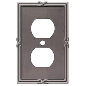 Ribbon and Reed 1 Gang Duplex Metal Wall Plate - Antique Nickel