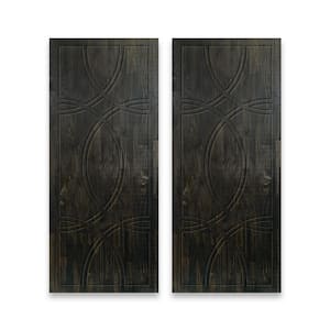 72 in. x 84 in. Hollow Core Charcoal Black Stained Solid Wood Interior Double Sliding Closet Doors