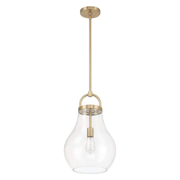 Mansfield 12 in. 1-light Champagne Gold Pendant Light with Clear Glass Shade