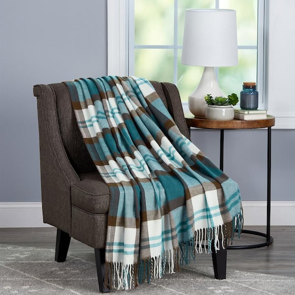 Oversized Faux Cashmere Acrylic Trailway Throw Blanket