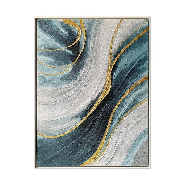 A&E "Tranquility" Framed Abstract Wall Art Print Hand Painted 48 in. x 36 in.
