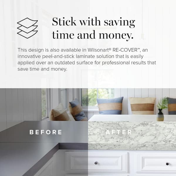 3 in. x 5 in. Laminate Sheet Sample in Marmo Bianco with Premium Textured Gloss Finish