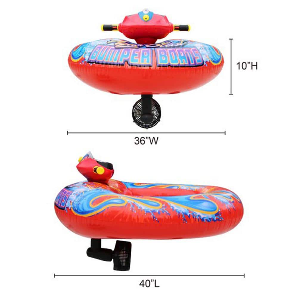 Red Aqua Blast PVC Motorized Bumper Boat Inflatable Pool Float Water Toy