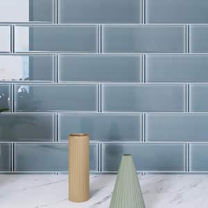 Crystile Gray 4 in. X 12 in. Glossy Glass Subway Tile (10 sq. ft./Case)