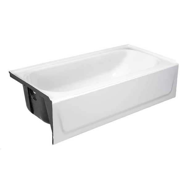 Mauicast 60 in. Left Drain Rectangular Alcove Soaking Bathtub in White