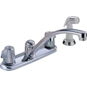Classic 2-Handle Standard Kitchen Faucet with Side Sprayer and Blade Lever in Chrome