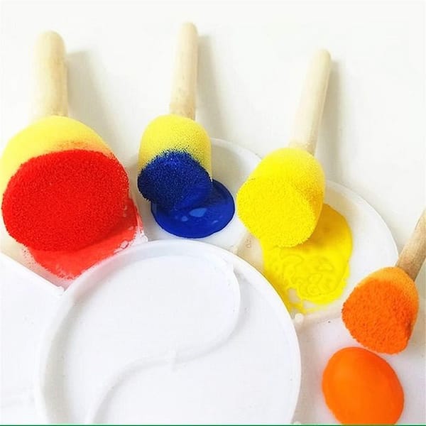 4pcs Toddler Paint Brushes Plastic Handle Nylon Painting Brush Crafts And  DIY