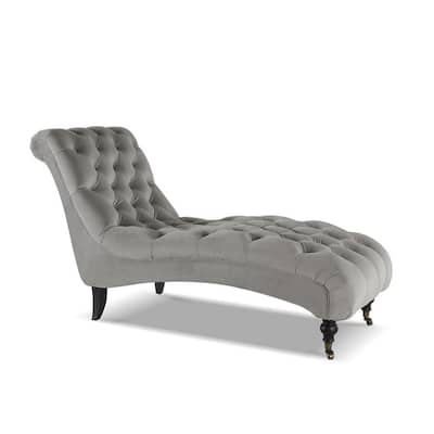 Angelica Opal Grey Tufted Chaise Lounge