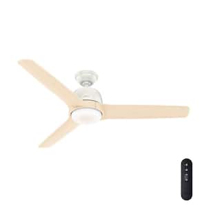 Norden 54 in. Integrated LED Indoor Fresh White Ceiling Fan with Light Kit and Remote Control