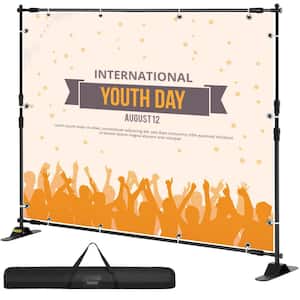 8 ft. x 8 ft. Display Backdrop Banner Adjustable Height and Width Portable Banner Stand for Photography, Arbor