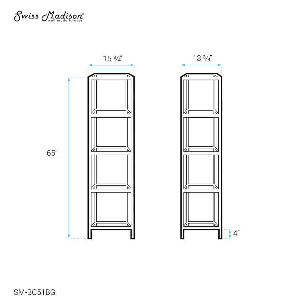 Pierre Brushed Gold Freestanding Linen Cabinet with Glass Shelves