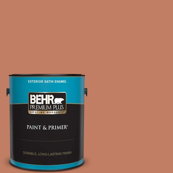 BEHR PREMIUM PLUS 1 gal. #220D-6 Miami Spice Satin Enamel Exterior Paint & Primer