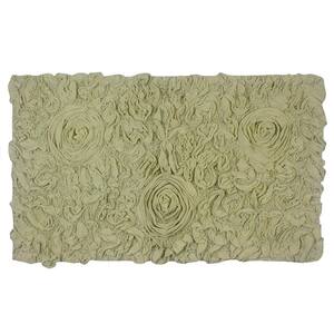 Bell Flower Collection 100% Cotton Tufted Bath Rugs, 21 in. x34 in. Rectangle, Green