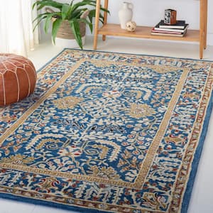 Antiquity Dark Blue/Multi 8 ft. x 10 ft. Border Area Rug