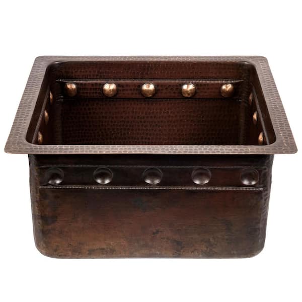 Bronze 14 Gauge Copper 16 in. Dual Mount Barrel Strap Bar Sink