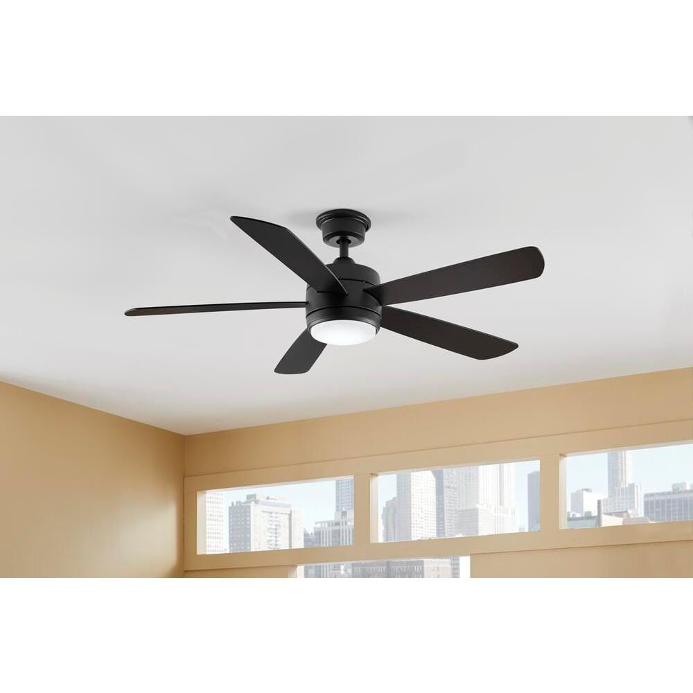Averly 52 in. Indoor Matte Black Ceiling Fan with Adjustable White Integrated LED with Remote Control Included price history on PriceWatchPro