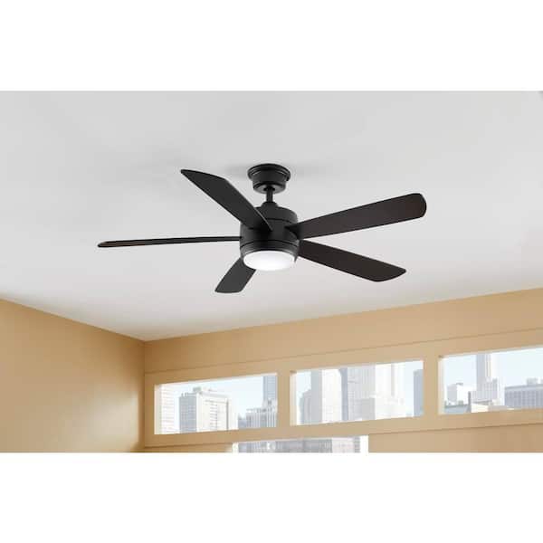 Averly 52 in. Indoor Matte Black Ceiling Fan with Adjustable White Integrated LED with Remote Control Included