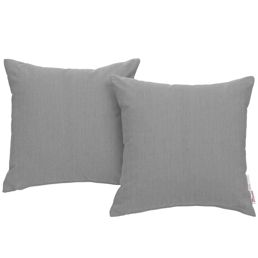 MODWAY Summon Sunbrella Square Outdoor Throw Pillow in Gray 2Piece Set